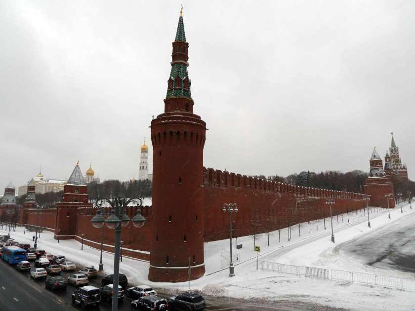 Exterior red brick tower in the Kremlin Wall