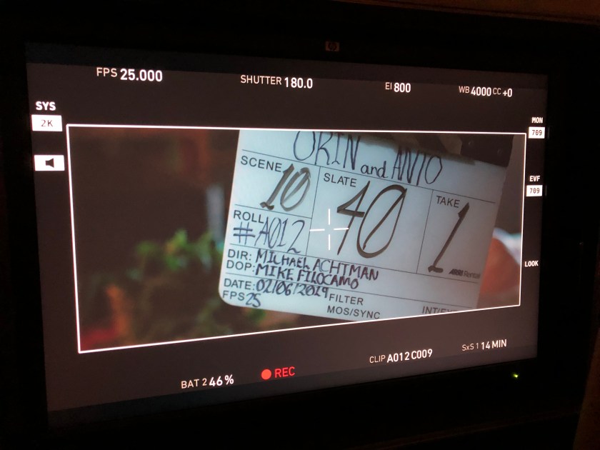Clapper board for Scene 10 Take 1.