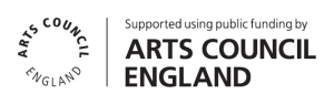 Arts Council England logo, supported using public funding by ACE